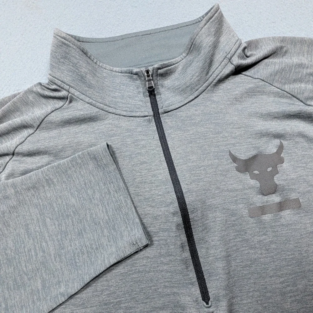 Under Armour Project Rock Quarter Zip Men XXL Grey HeatGear Pullover